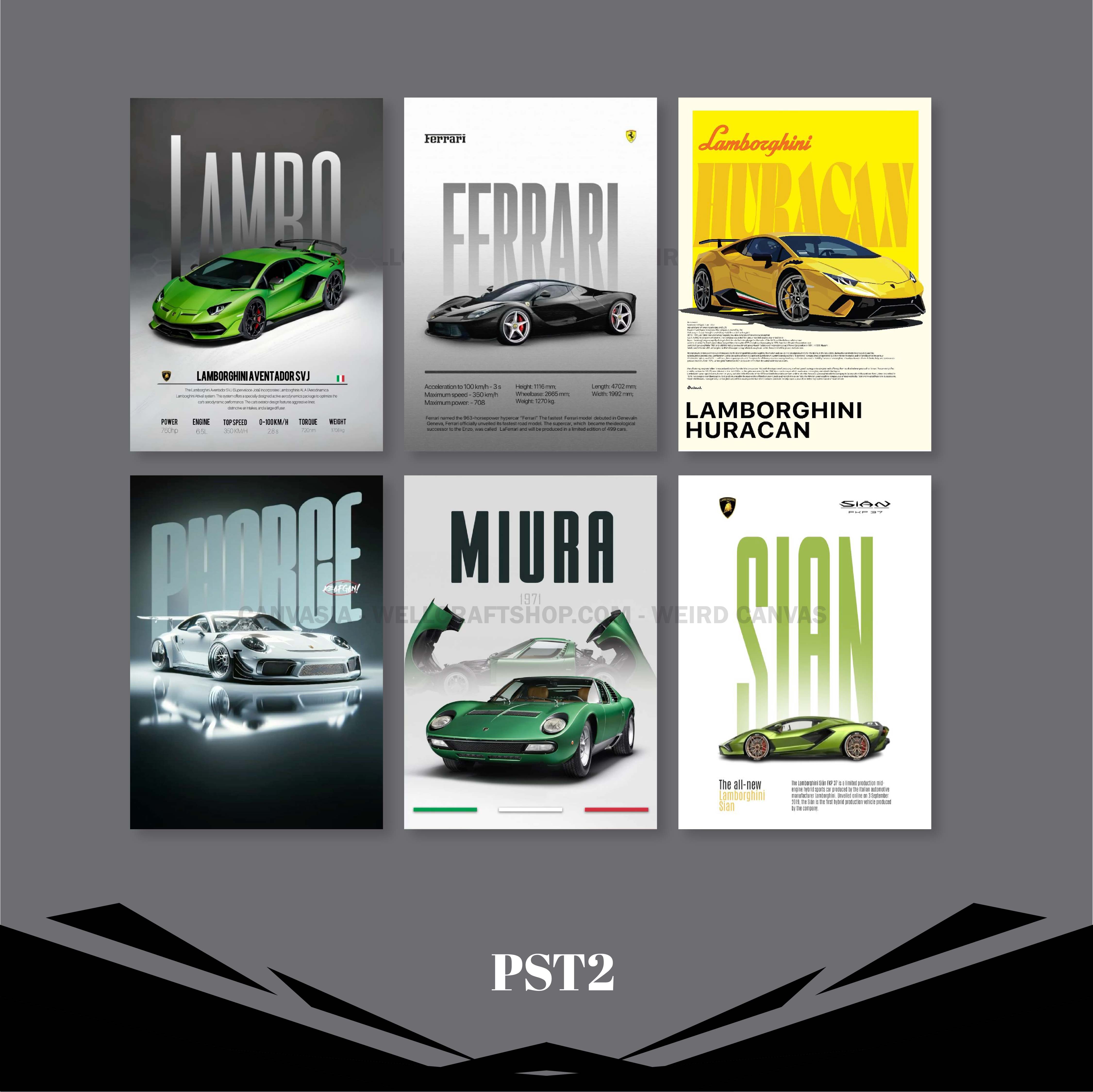 Car Poster 6 Pcs
